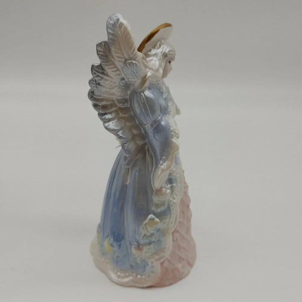 Designspirations Vintage Porcelain Angel Bell Figurine With Gold Halo & Violin